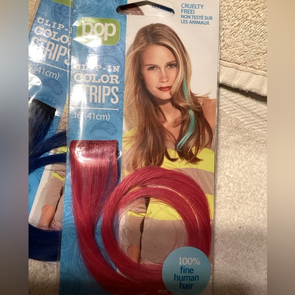 POP by HAIRDO 16” Human Hair Strip Extension Clip In On 3 Pink, Green, Dark Blue - Picture 8 of 9